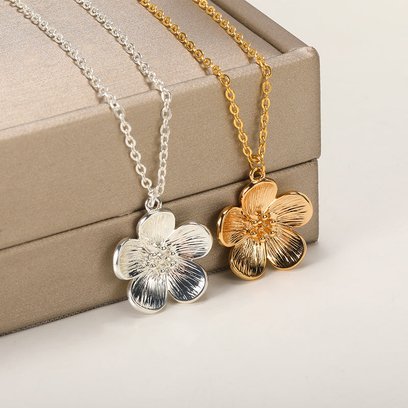 elegant floral stainless steel necklace, view 7 - MRSLM