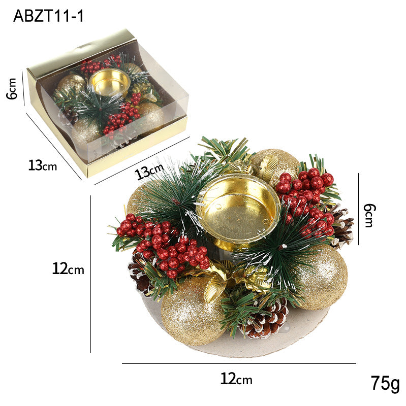 Christmas pinecone and berry candle holder wreath, view 5 - MRSLM