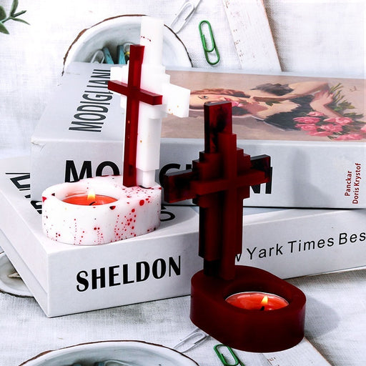 cross-shaped candle holder silicone mold - MRSLM