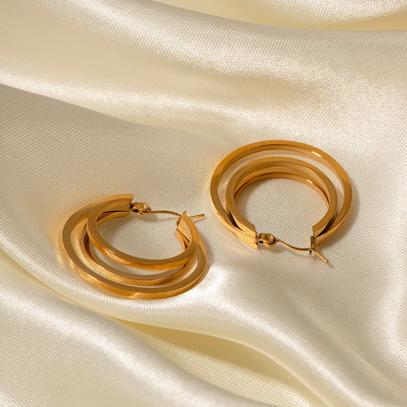 18k gold plated double coil earrings, view 5 - MRSLM