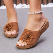 Flower hollow wedge sandals, view 7 - MRSLM