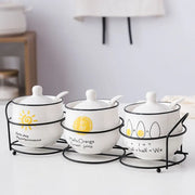 Ceramic spice jar set with spoon and lid, view 6 - MRSLM