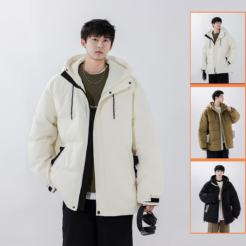 white duck down loose casual coat, view 3 - MRSLM