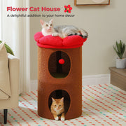 cozy flower cat house with pompom ball, view 8 - MRSLM