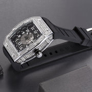 full crystal tonneau men's quartz watch, view 6 - MRSLM
