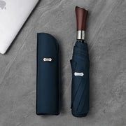automatic folding umbrella with wooden handle, view 5 - MRSLM