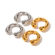 chunky gold ear cuff with hammered texture, view 7 - MRSLM