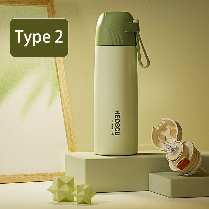 stainless steel insulated water bottle with straw lid, view 3 - MRSLM