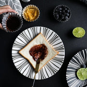 geometric pattern ceramic dinner plate set, view 9 - MRSLM