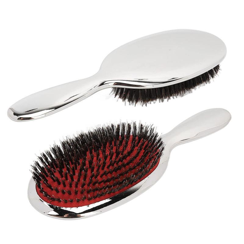 silver boar bristle paddle hair brush - MRSLM