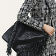 vegan leather tassel shoulder bag, view 4 - MRSLM