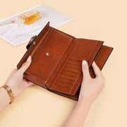 elegant women's long leather wallet, view 7 - MRSLM