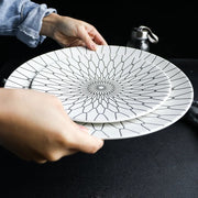 geometric pattern ceramic dinner plate set, view 11 - MRSLM