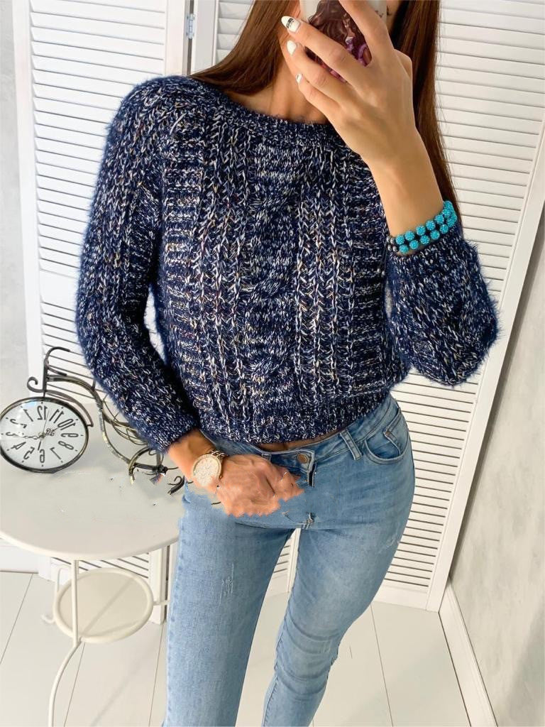 loose round neck pullover sweater, view 5 - MRSLM