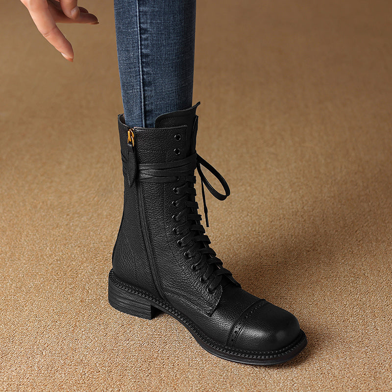 leather lace-up chelsea ankle boots, view 6 - MRSLM