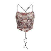 vintage print chain strap camisole, view 7 - MRSLM
