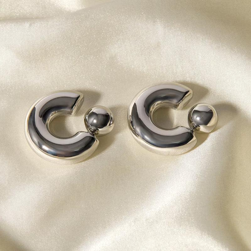 chunky geometric c-shaped earrings, view 2 - MRSLM