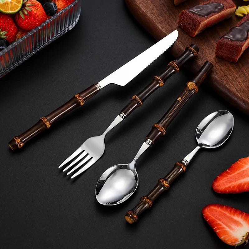 black bamboo dinnerware set, view 8 - MRSLM