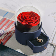 Preserved rose jewelry box with necklace, view 3 - MRSLM