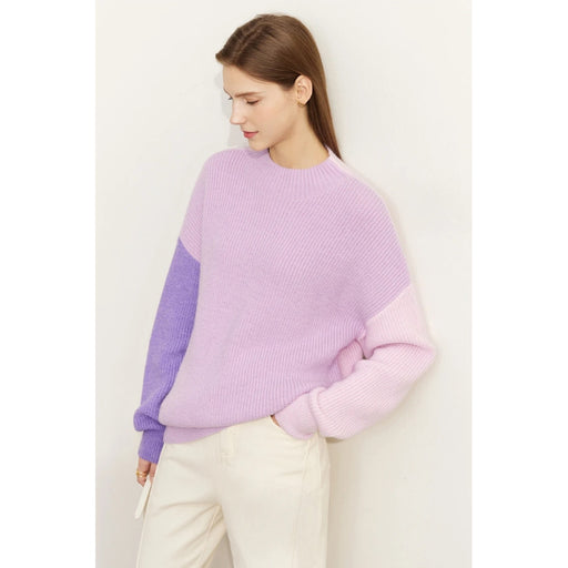 minimalist spliced knitted top for women, view 2 - MRSLM