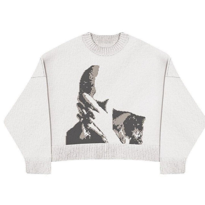 loose white crew neck pullover top, view 6 - MRSLM