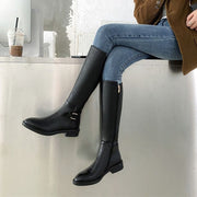 Women's black knee high riding boots, view 3 - MRSLM
