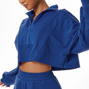 women's cotton patchwork zip-up hoodie, view 4 - MRSLM