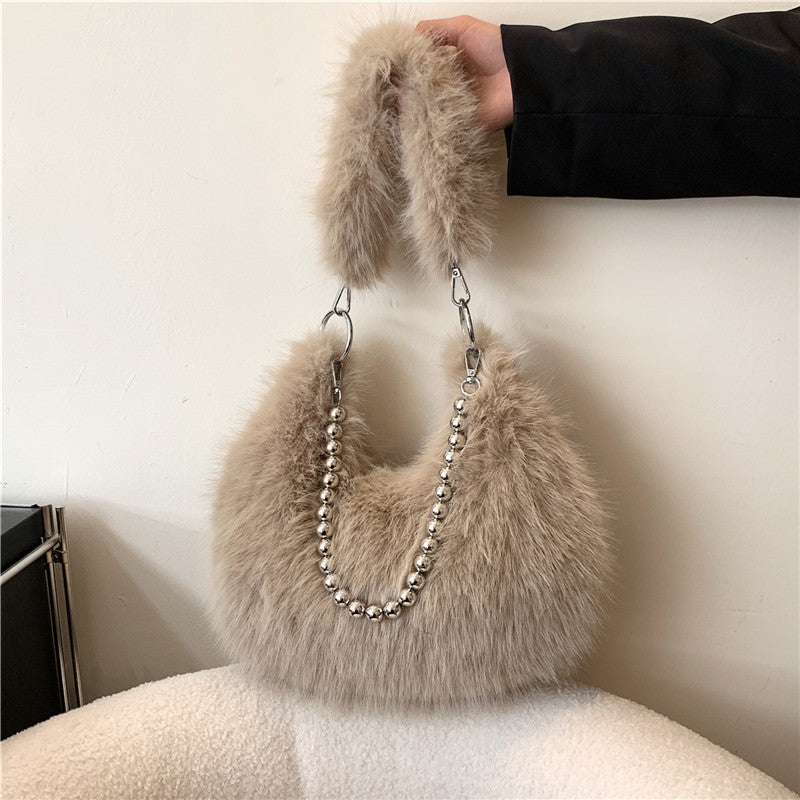 Women's fluffy plush crossbody bag, view 4 - MRSLM