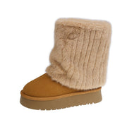 Thick-sole velvet lace-up boots, view 6 - MRSLM
