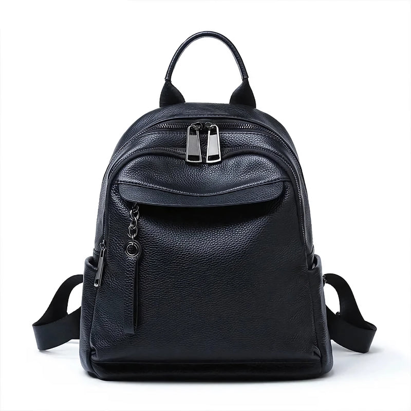 black cowhide leather backpack, view 2 - MRSLM