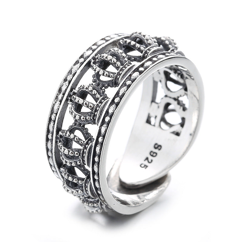 s925 silver hollow 3d crown ring, view 8 - MRSLM