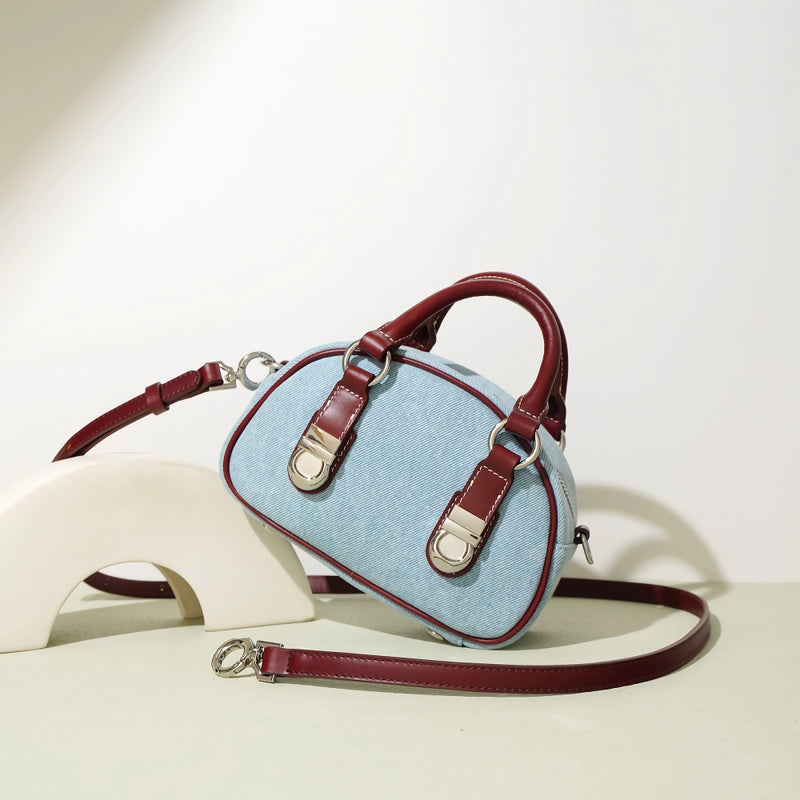 Mini denim handbag, view 9 - MRSLM