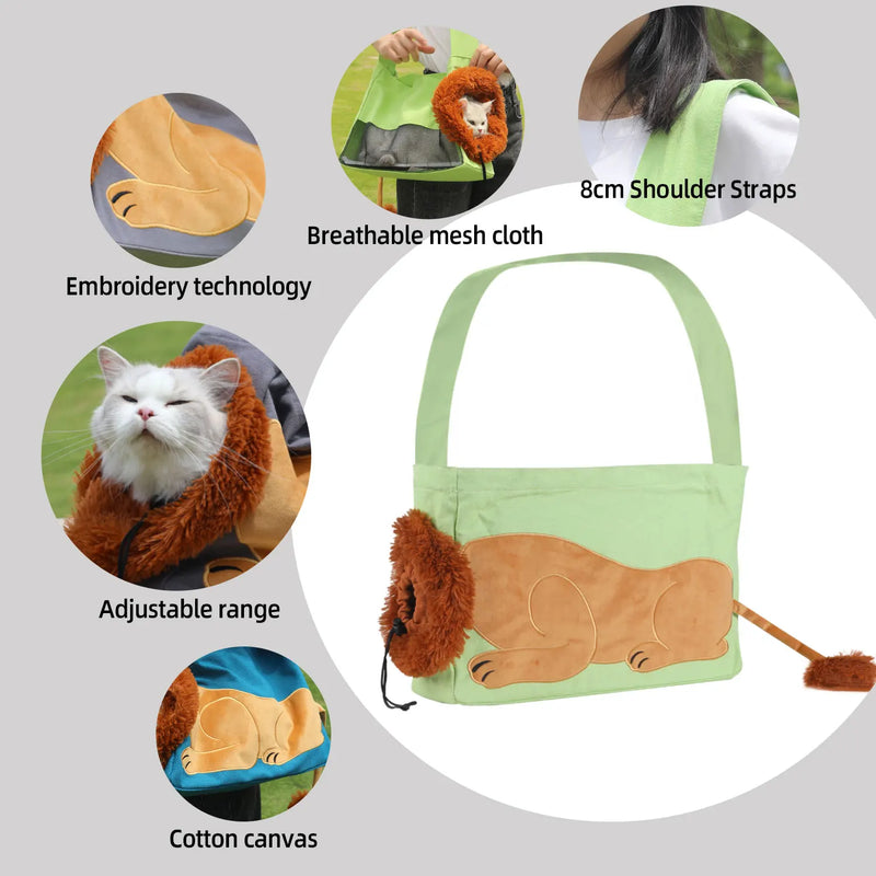 lion-shaped pet carrier bag, view 7 - MRSLM