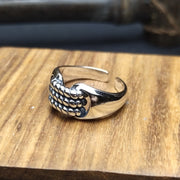 retro distressed twist sterling silver ring, view 7 - MRSLM