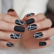 matt black medium square fake nails, view 4 - MRSLM