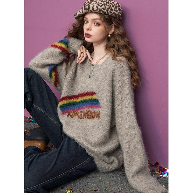 rainbow loose sweater for women, view 6 - MRSLM