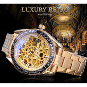 men's steel band skeleton mechanical watch, view 2 - MRSLM