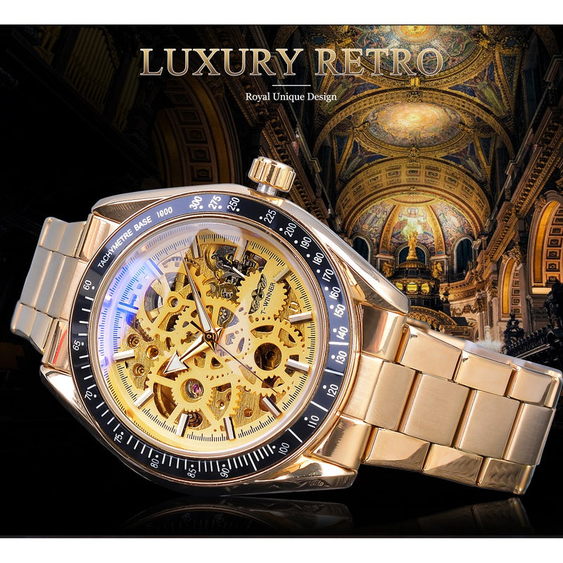men's steel band skeleton mechanical watch, view 2 - MRSLM