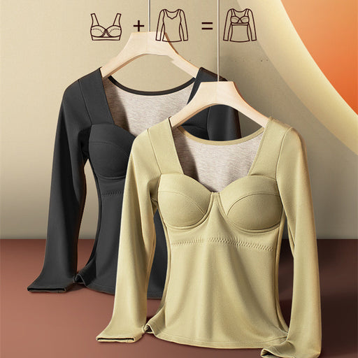 women's warm velvet top with built-in bra - MRSLM