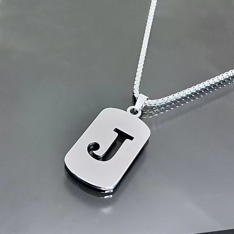 titanium steel letter necklace, view 25 - MRSLM