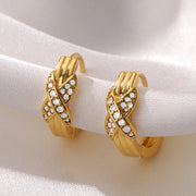 tiny gold leaves hoop earrings, view 6 - MRSLM