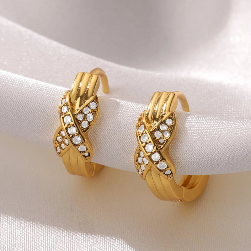 tiny gold leaves hoop earrings, view 6 - MRSLM
