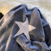 women's star print loose pullover sweater, view 3 - MRSLM