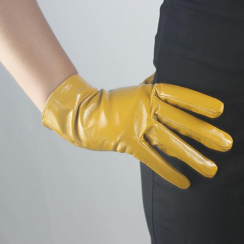 Patent faux leather short gloves, view 10 - MRSLM