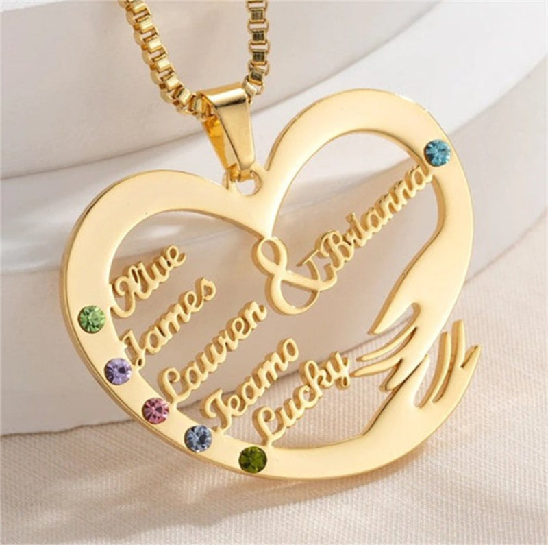 birthstone heart pendant necklace, view 3 - MRSLM
