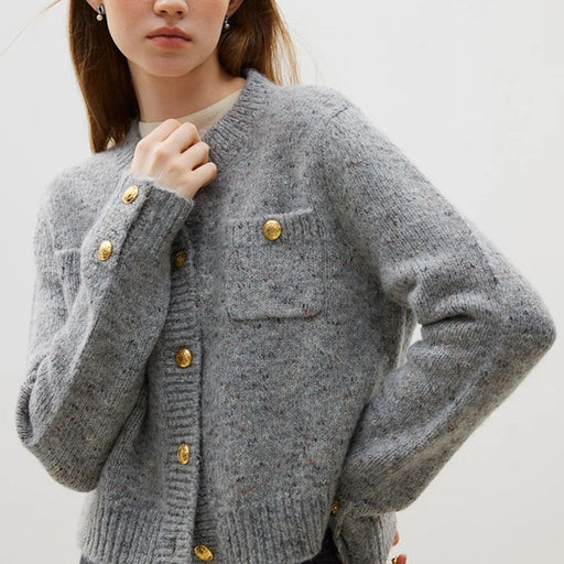 women's short knitted cardigan, view 3 - MRSLM