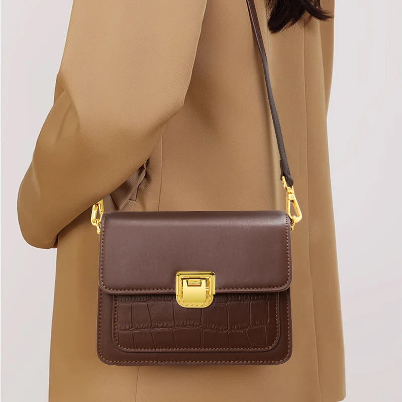 Crocodile-pattern square crossbody bag, view 3 - MRSLM