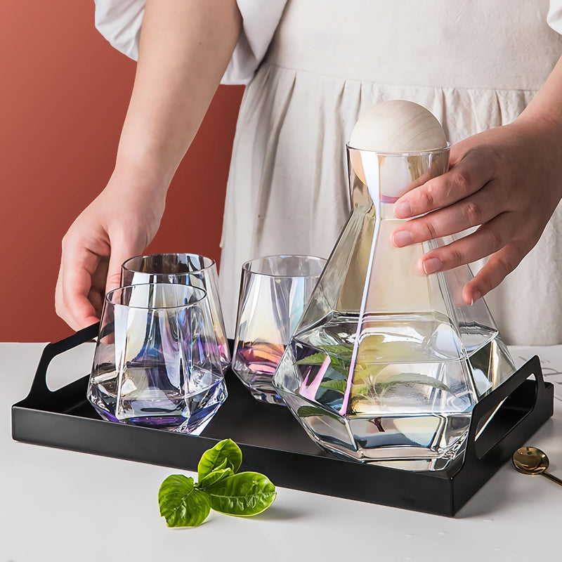 Glass carafe set with wood lid, view 17 - MRSLM