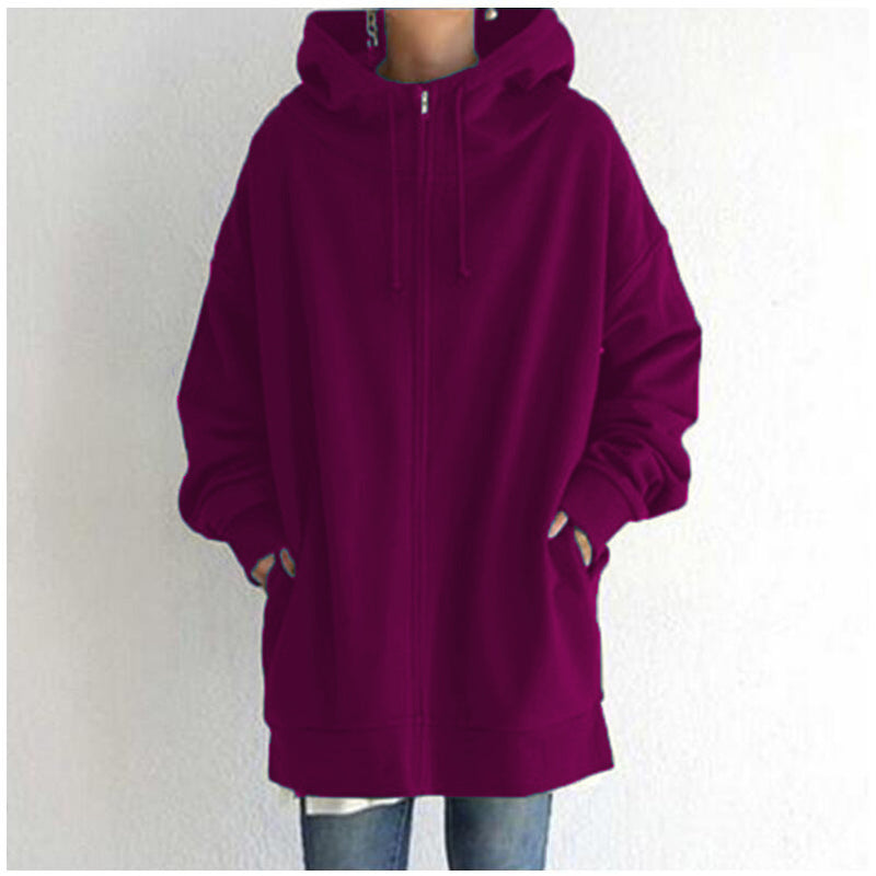 women's fuzzy full-zip long hoodie, view 10 - MRSLM