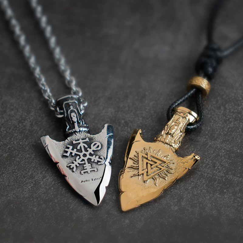 Men's vintage arrow titanium steel necklace, view 2 - MRSLM